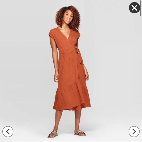 rust wrap dress